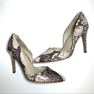 Faux Snake Skin d’Orsay Stiletto Heel Pump ‘Telia’ Stylish Pointed Toe Chic 8.5